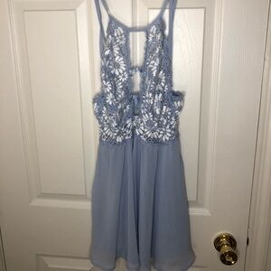Vintage Baby Blue Lace Sheer Top with Bows in perfect condition